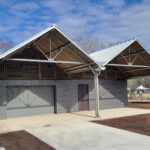 Restroom with wood decking